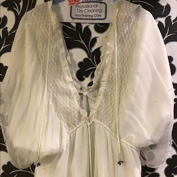 Free People embellished top-butterfly sleeves L - Picture 2 of 8